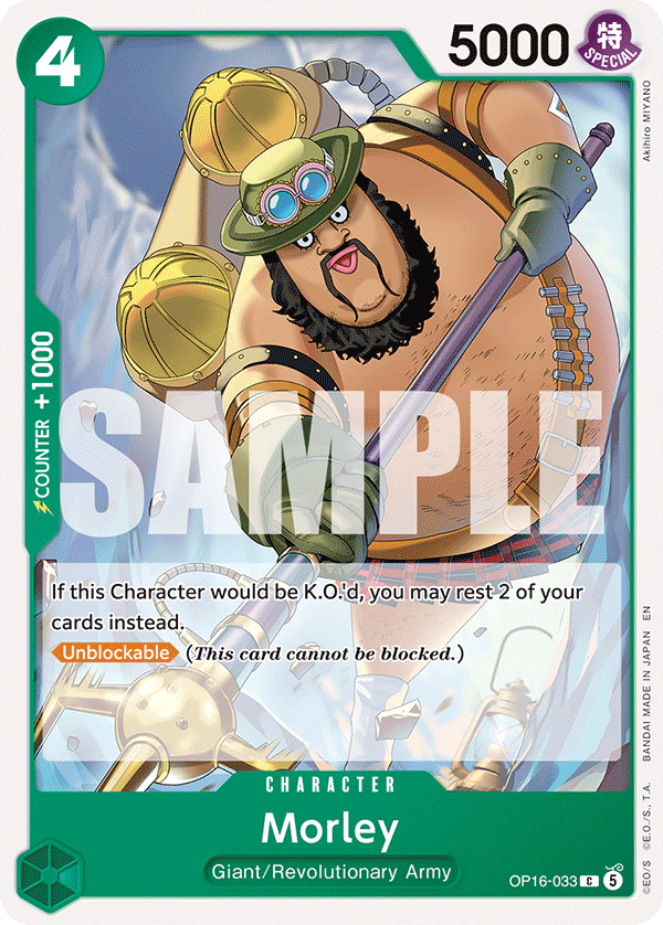 Morley OP16-033, the C printing from OP-16 of the One Piece Card Game