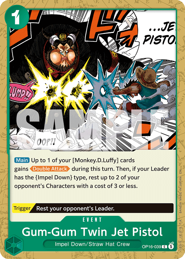 Gum-Gum Twin Jet Pistol OP16-039, the C printing from OP-16 of the One Piece Card Game
