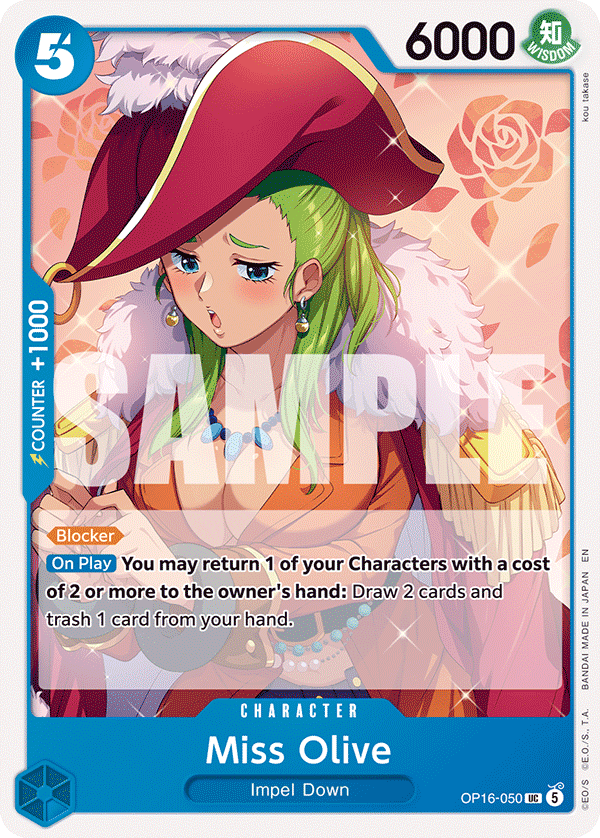 Miss Olive OP16-050, the UC printing from OP-16 of the One Piece Card Game