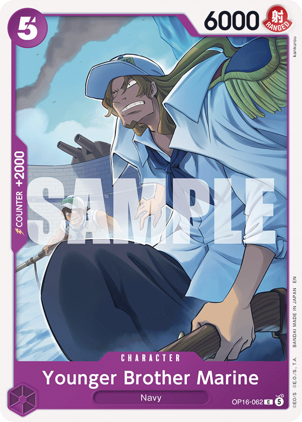 Younger Brother Marine OP16-062, the C printing from OP-16 of the One Piece Card Game
