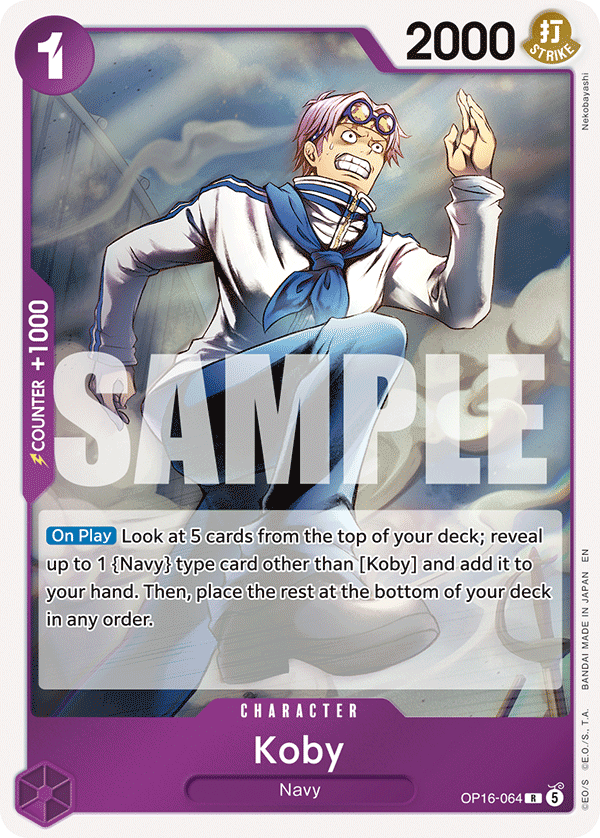 Koby OP16-064, the R printing from OP-16 of the One Piece Card Game