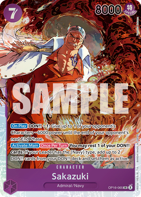 Sakazuki OP16-065, the SR printing from OP-16 of the One Piece Card Game