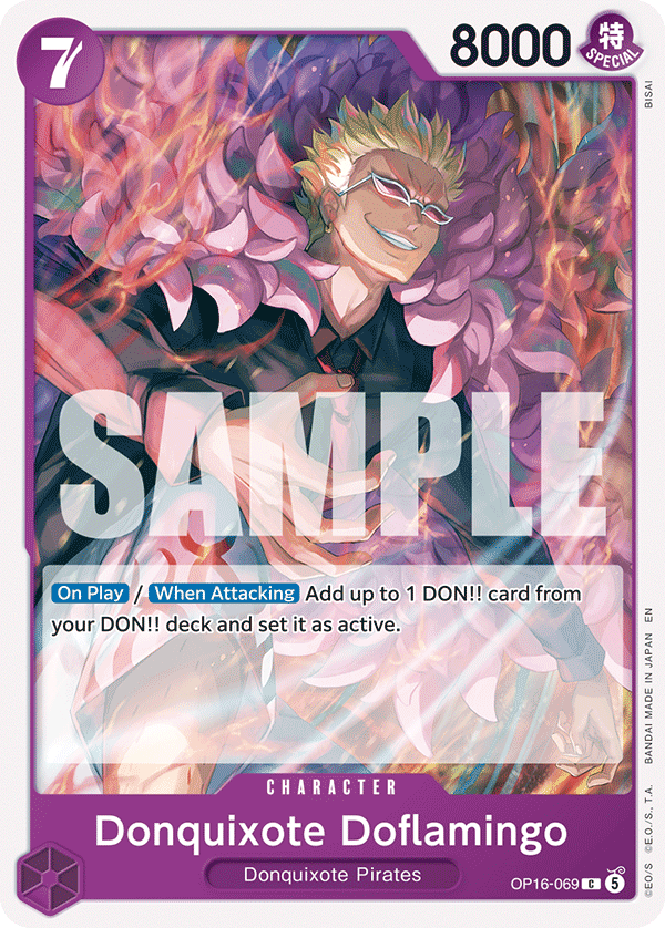 Donquixote Doflamingo (069) OP16-069, the C printing from OP-16 of the One Piece Card Game