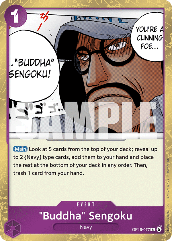 "Buddha" Sengoku OP16-077, the R printing from OP-16 of the One Piece Card Game