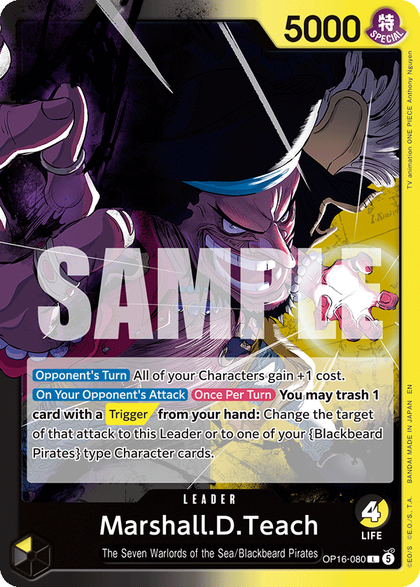 Marshall.D.Teach (080) OP16-080, the L printing from OP-16 of the One Piece Card Game
