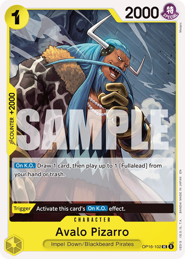 Avalo Pizarro OP16-102, the UC printing from OP-16 of the One Piece Card Game