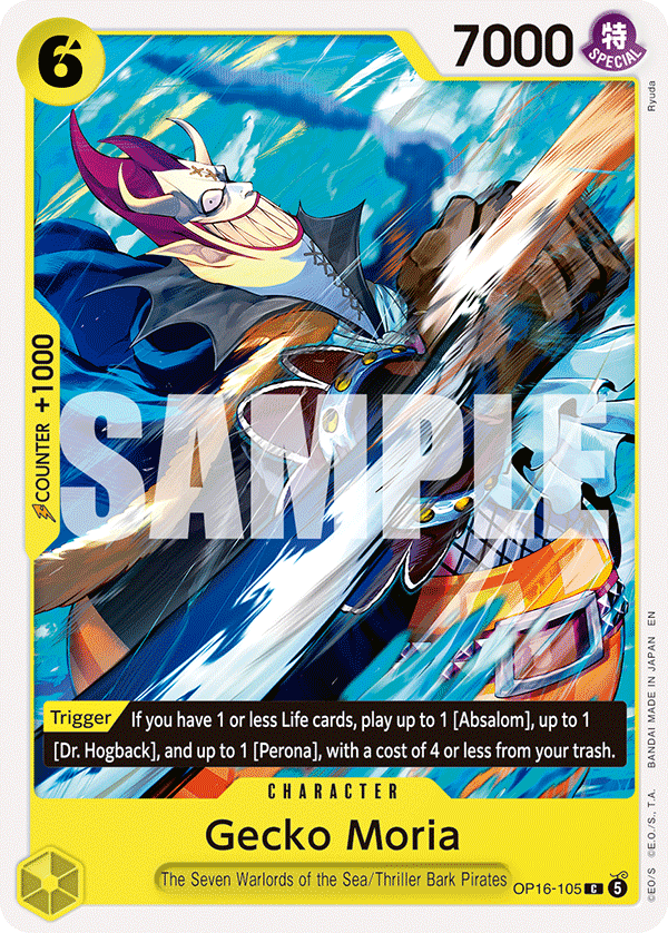 Gecko Moria OP16-105, the C printing from OP-16 of the One Piece Card Game