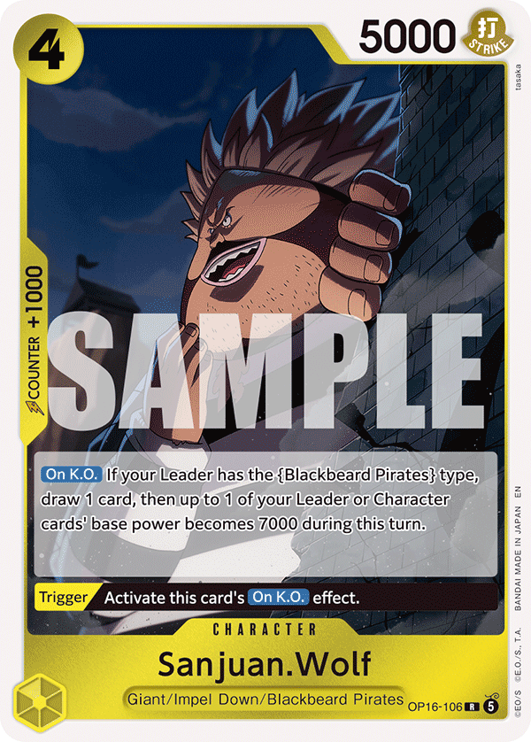 Sanjuan.Wolf OP16-106, the R printing from OP-16 of the One Piece Card Game