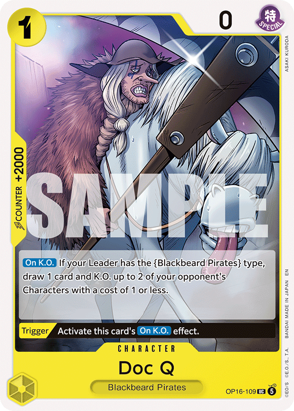 Doc Q OP16-109, the UC printing from OP-16 of the One Piece Card Game