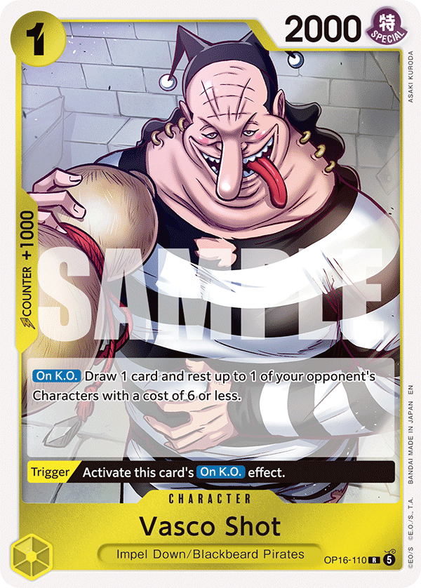 Vasco Shot OP16-110, the R printing from OP-16 of the One Piece Card Game