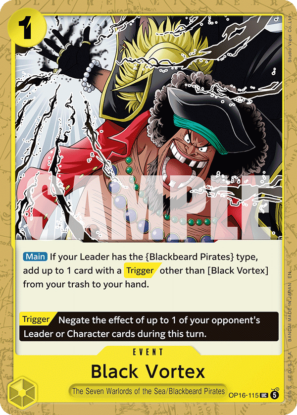 Black Vortex OP16-115, the UC printing from OP-16 of the One Piece Card Game