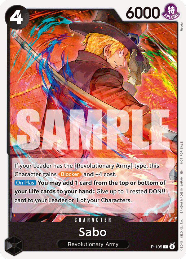 Sabo P-105, the PR printing from P of the One Piece Card Game