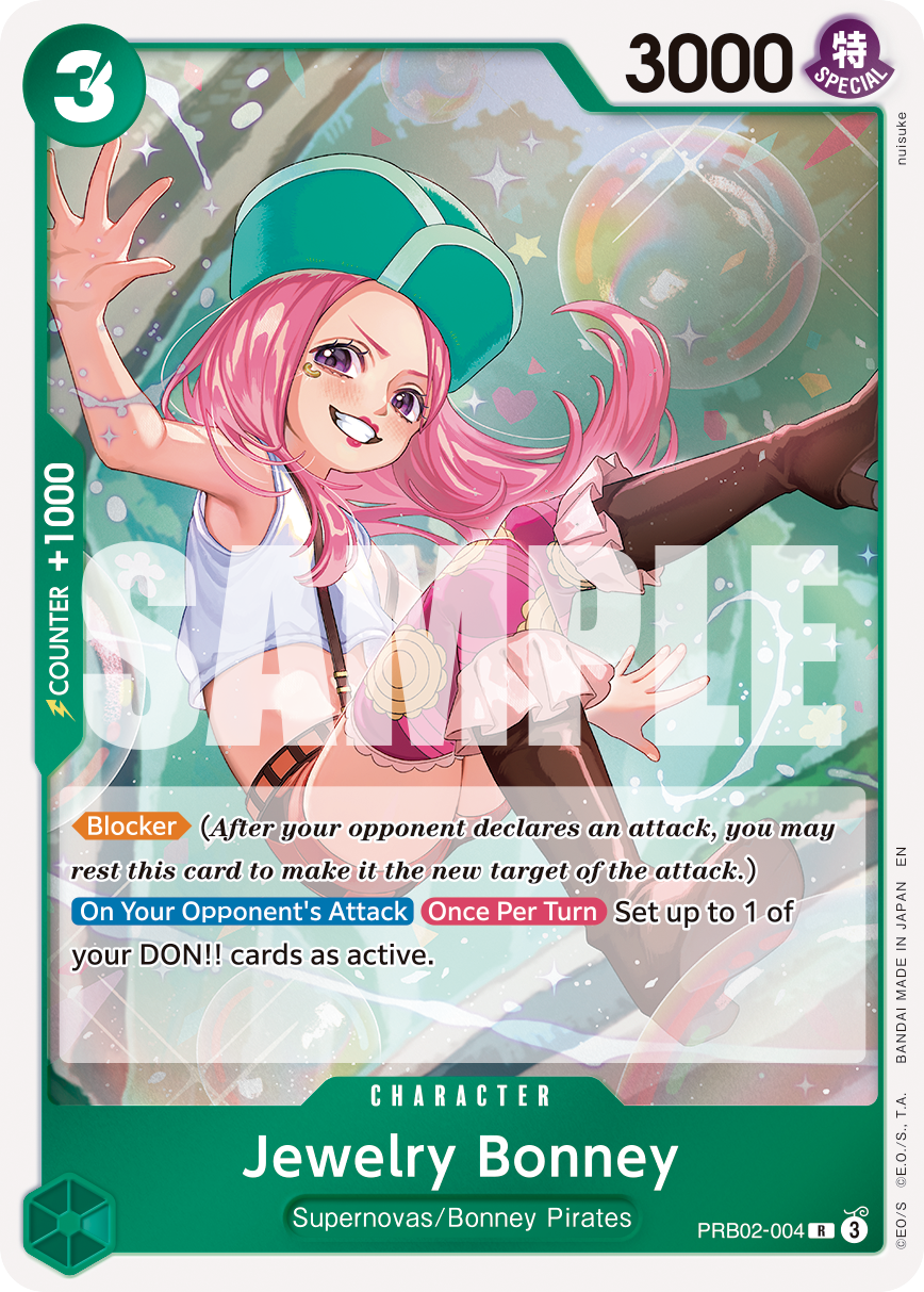 Jewelry Bonney -PRB02-004 PRB02-004, the R printing from PRB-02 of the One Piece Card Game