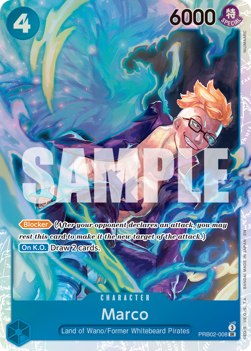 Marco PRB02-008, the SR printing from PRB-02 of the One Piece Card Game