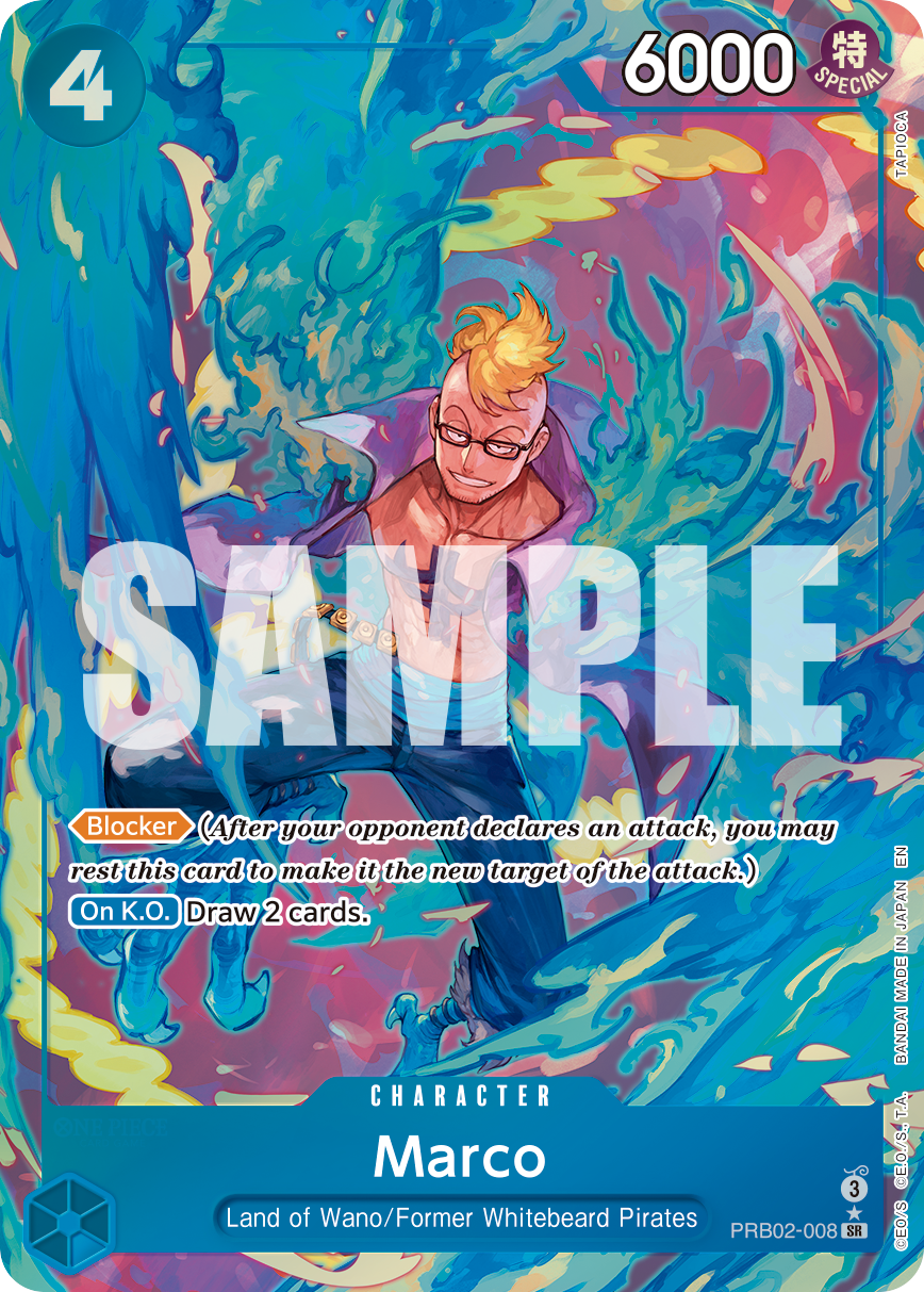 Marco PRB02-008, the SR printing from PRB-02 of the One Piece Card Game