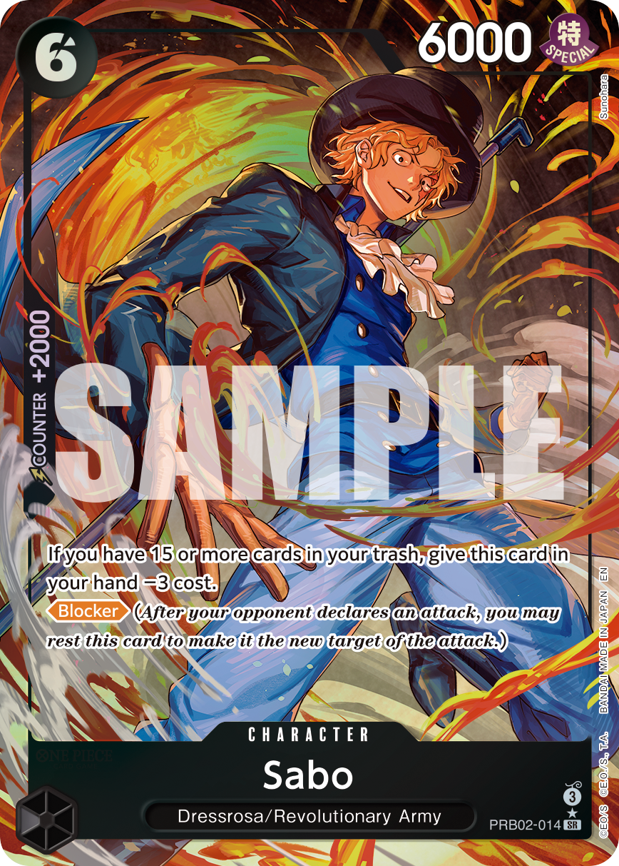 Sabo - PRB02-014 PRB02-014, the SR printing from PRB-02 of the One Piece Card Game
