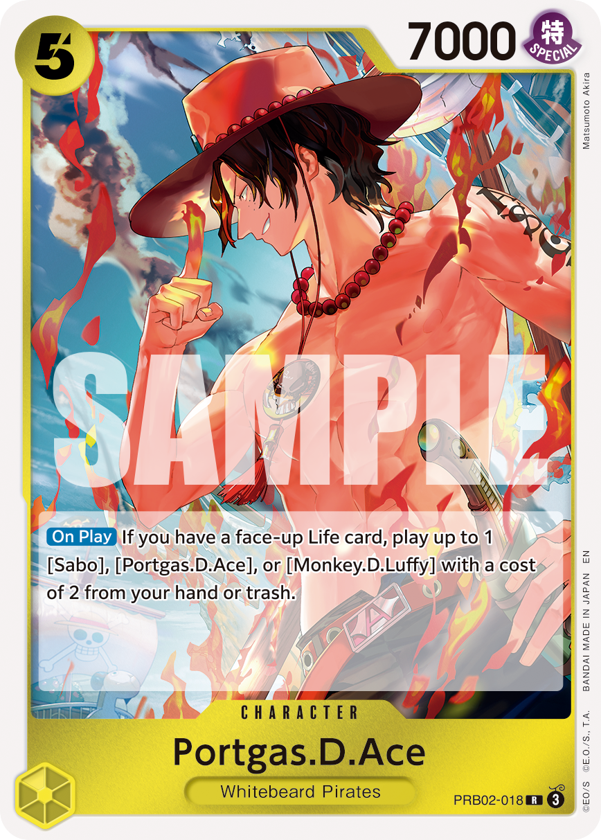 Portgas.D.Ace - PRB02-018 PRB02-018, the R printing from PRB-02 of the One Piece Card Game