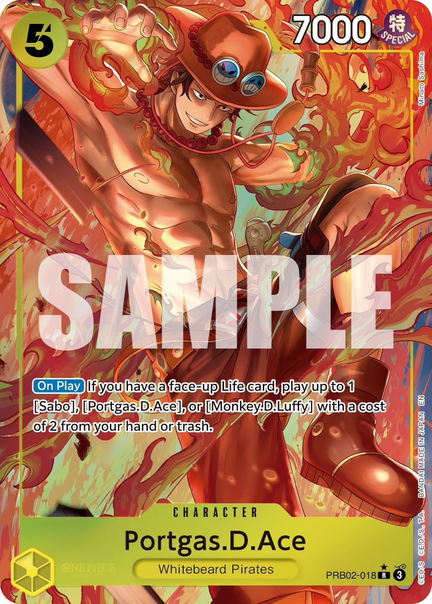 Portgas.D.Ace - PRB02-018 PRB02-018, the R printing from PRB-02 of the One Piece Card Game