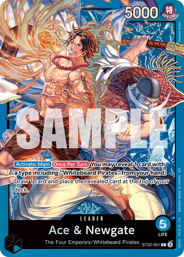 Ace & Newgate ST22-001, the L printing from ST-22 of the One Piece Card Game