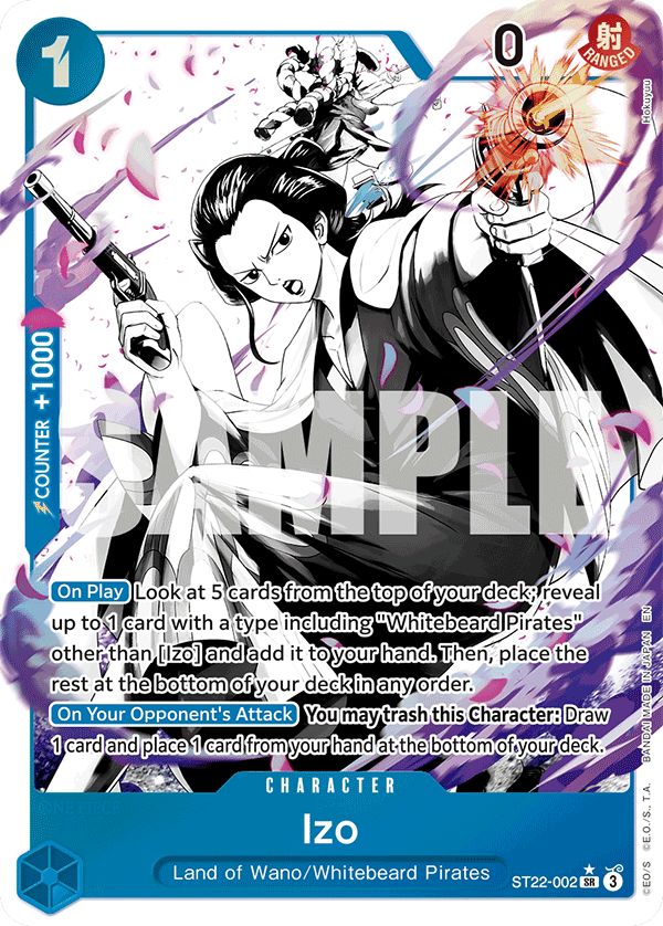 Izo ST22-002, the SR printing from ST-22 of the One Piece Card Game