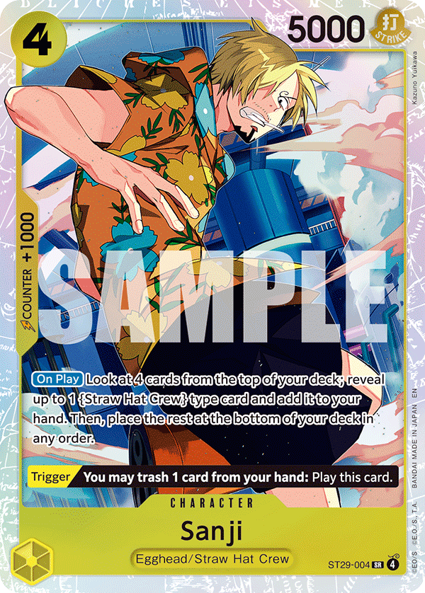 Sanji ST29-004, the SR printing from ST-29 of the One Piece Card Game