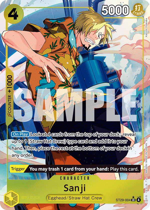 Sanji ST29-004, the SR printing from ST-29 of the One Piece Card Game