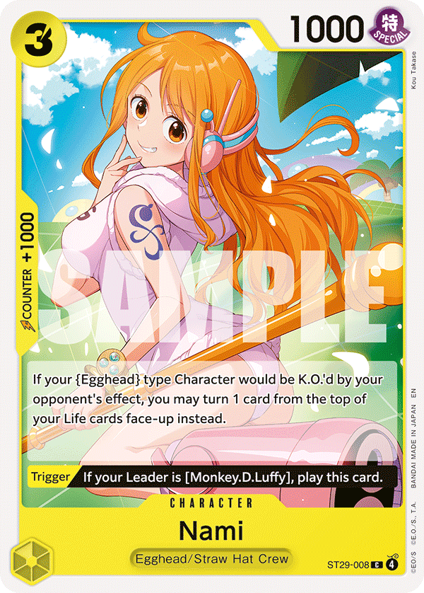 Nami ST29-008, the C printing from ST-29 of the One Piece Card Game