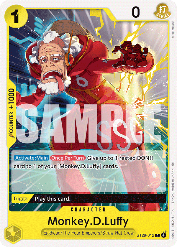 Monkey D. Luffy ST29-012, the C printing from ST-29 of the One Piece Card Game