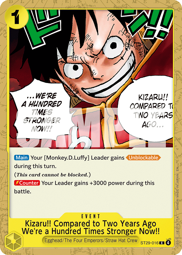 Kizaru!! Compared to Two Years Ago We're a Hundred Times Stronger Now!! ST29-016, the C printing from ST-29 of the One Piece Card Game