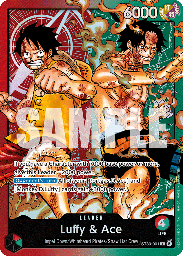 Luffy & Ace ST30-001, the L printing from ST-30 of the One Piece Card Game
