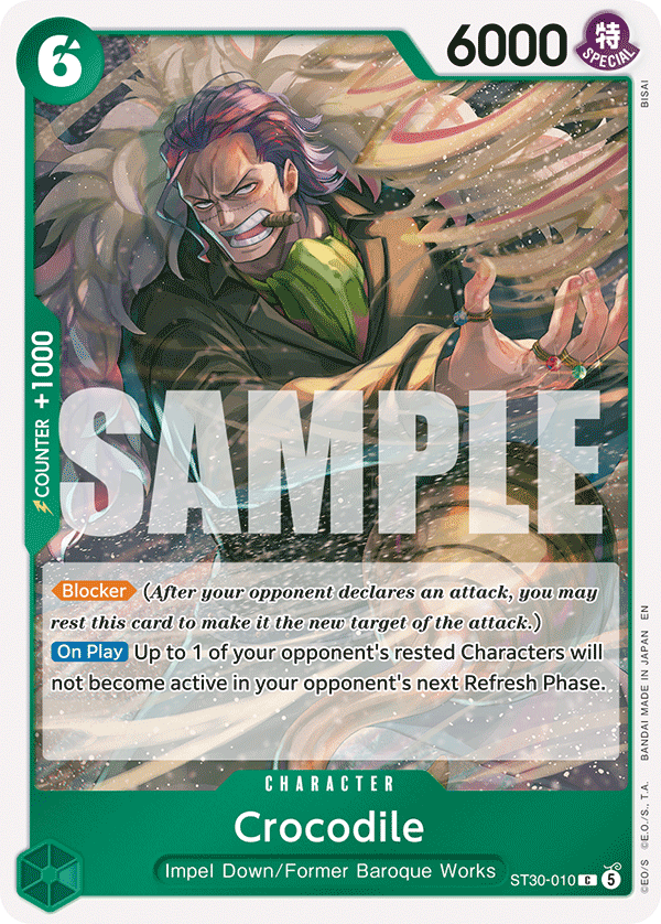 Crocodile ST30-010, the C printing from ST-30 of the One Piece Card Game