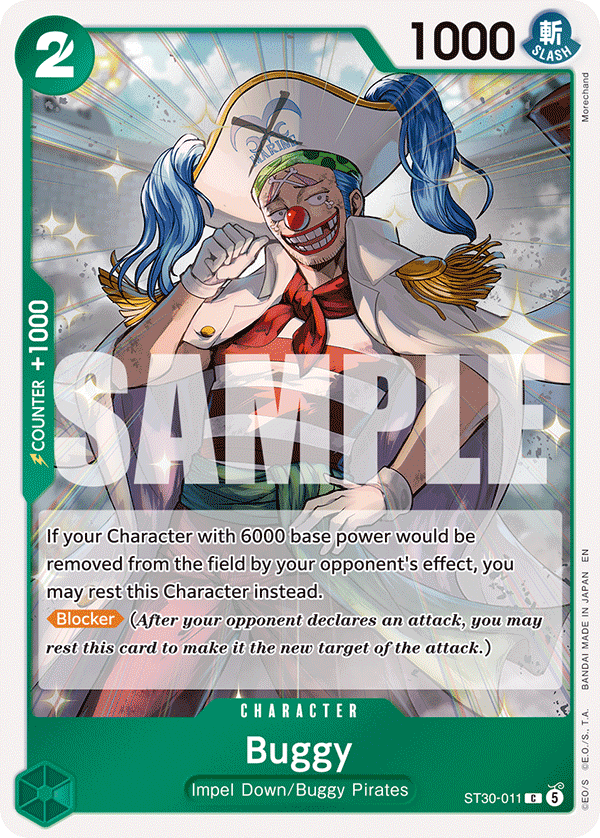 Buggy ST30-011, the C printing from ST-30 of the One Piece Card Game