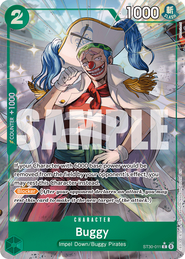 Buggy ST30-011, the C printing from ST-30 of the One Piece Card Game