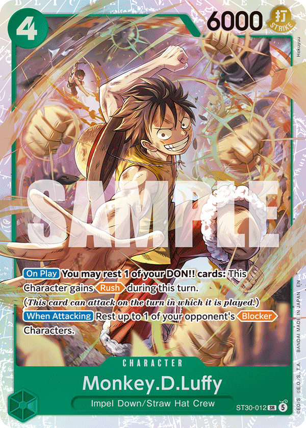 Monkey D. Luffy ST30-012, the SR printing from ST-30 of the One Piece Card Game
