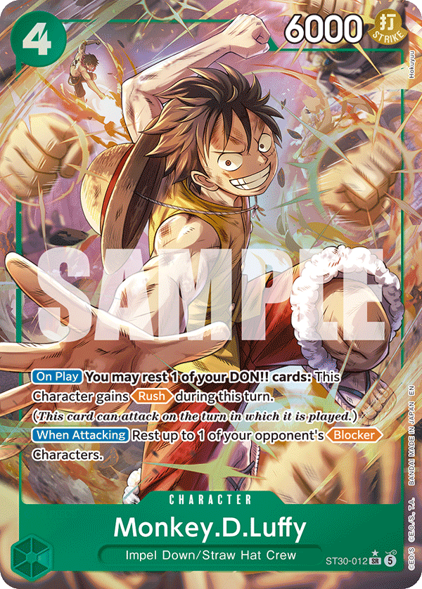 Monkey D. Luffy ST30-012, the SR printing from ST-30 of the One Piece Card Game