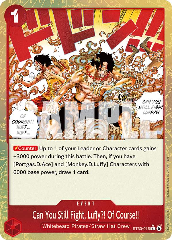 Can You Still Fight, Luffy?! Of Course!! ST30-016, the C printing from ST-30 of the One Piece Card Game