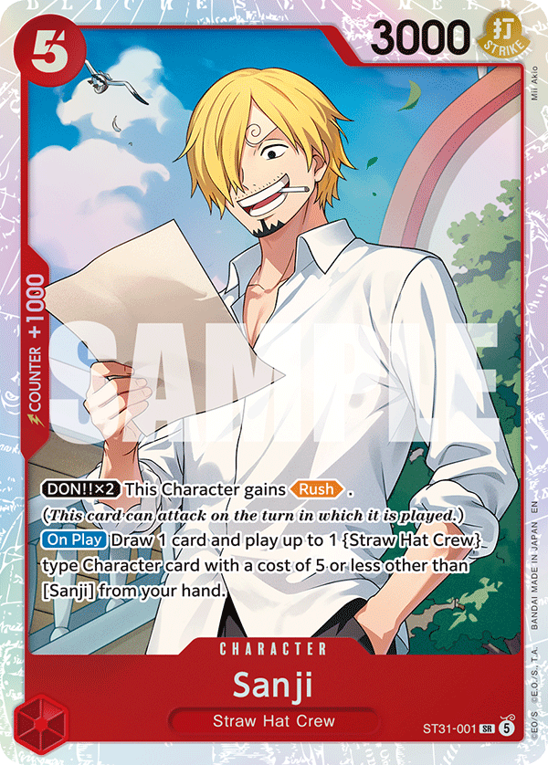 Sanji ST31-001, the SR printing from ST-31 of the One Piece Card Game