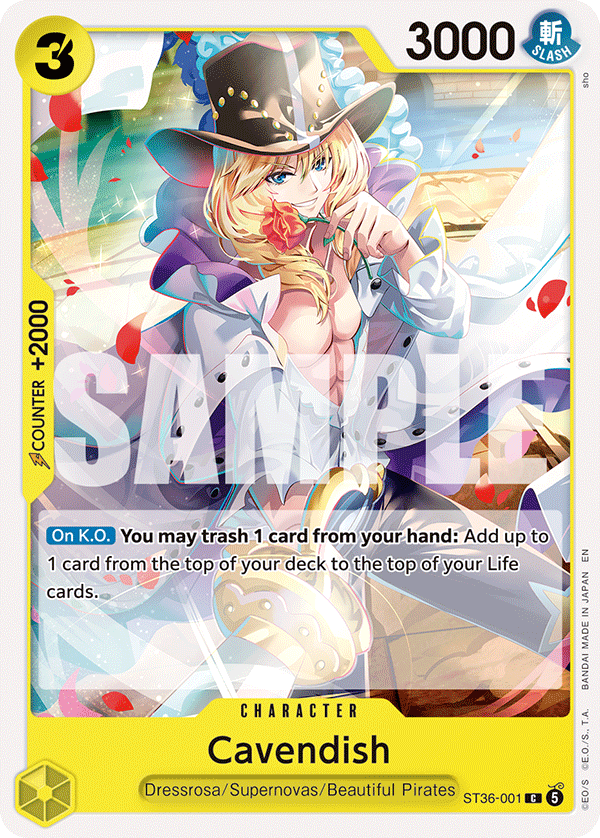 Cavendish ST36-001, the C printing from ST-36 of the One Piece Card Game