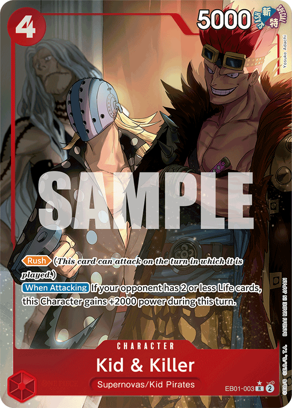 Kid & Killer EB01-003, the R printing from EB-01 of the One Piece Card Game