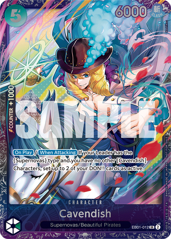 Cavendish EB01-012, the SR printing from EB-01 of the One Piece Card Game