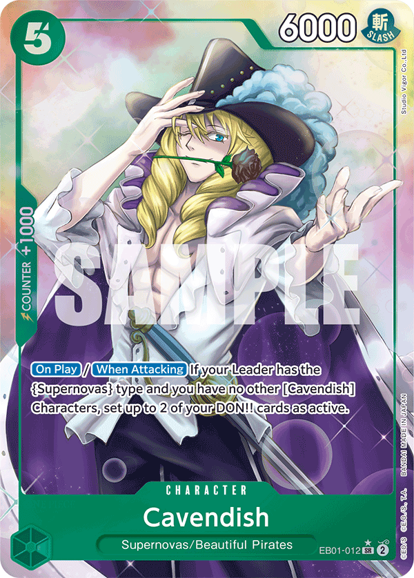 Cavendish EB01-012, the SR printing from EB-01 of the One Piece Card Game