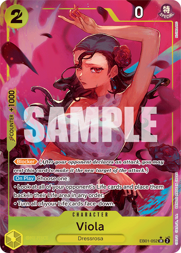 Viola EB01-052, the SR printing from EB-01 of the One Piece Card Game