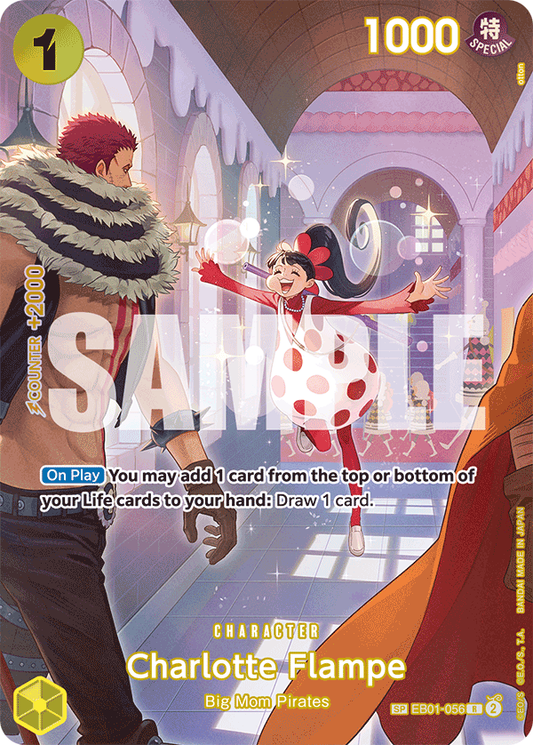 Charlotte Flampe EB01-056, the SP printing from EB-01 of the One Piece Card Game