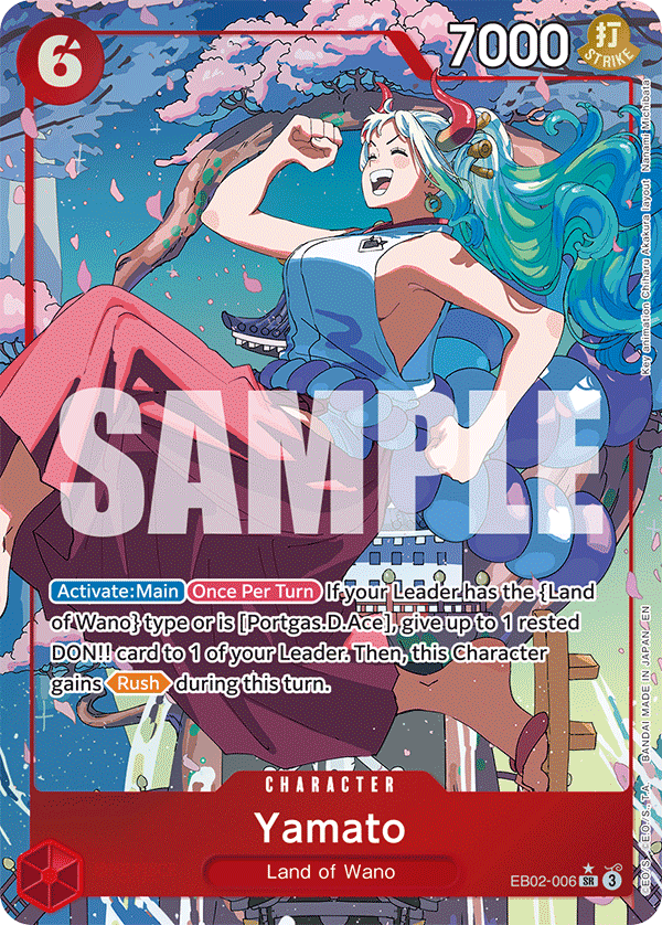 Yamato EB02-006, the SR printing from EB-02 of the One Piece Card Game