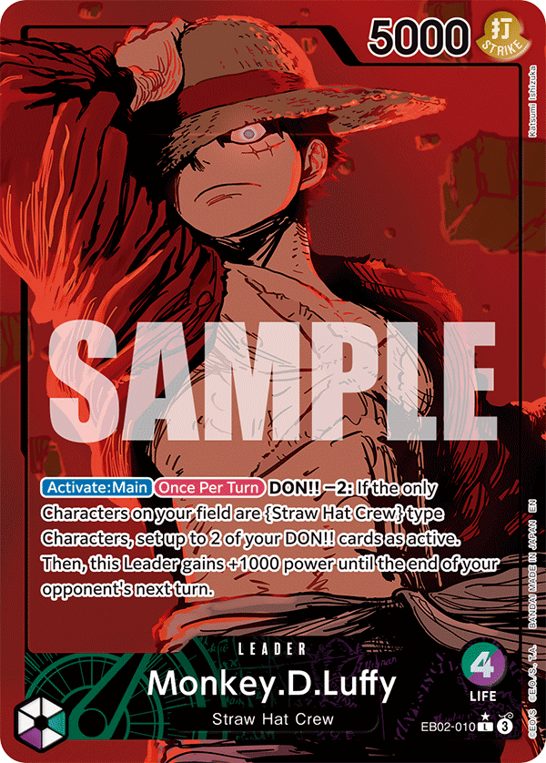 Monkey D. Luffy EB02-010, the L printing from EB-02 of the One Piece Card Game