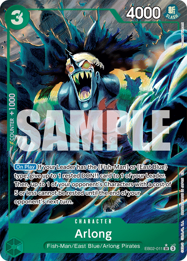 Arlong EB02-011, the SR printing from EB-02 of the One Piece Card Game