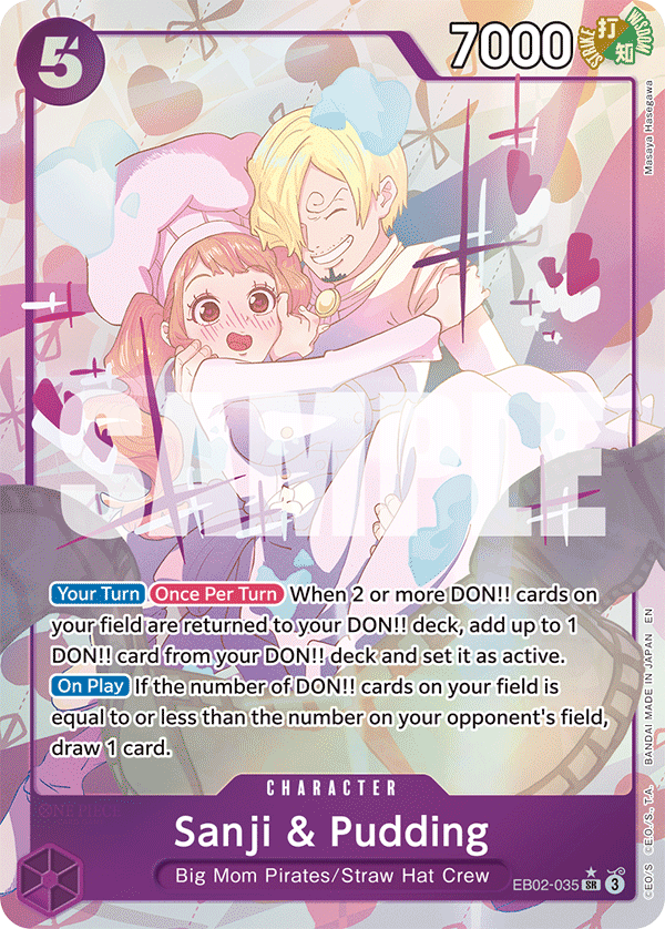 Sanji & Pudding EB02-035, the SR printing from EB-02 of the One Piece Card Game