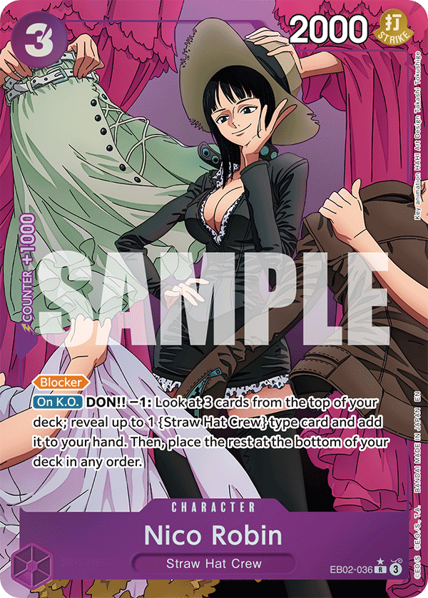 Nico Robin EB02-036, the R printing from EB-02 of the One Piece Card Game