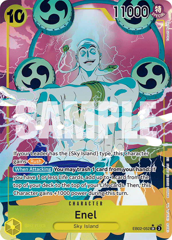 Enel EB02-052, the SR printing from EB-02 of the One Piece Card Game