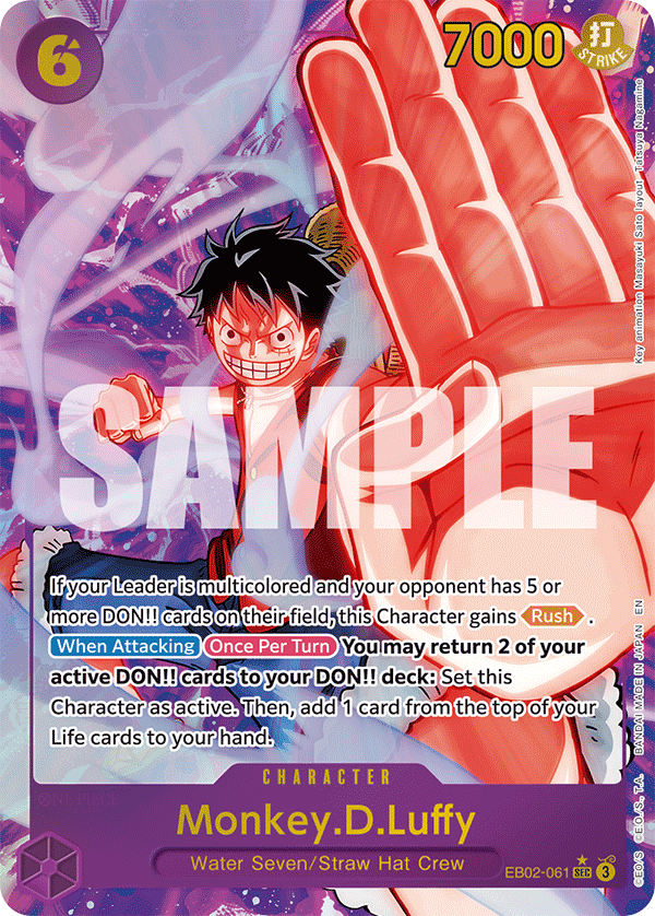 Monkey D. Luffy EB02-061, the SEC printing from EB-02 of the One Piece Card Game